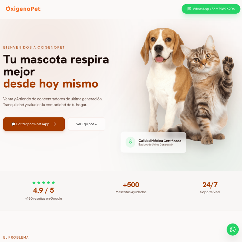 Landing page Oxígeno Pet